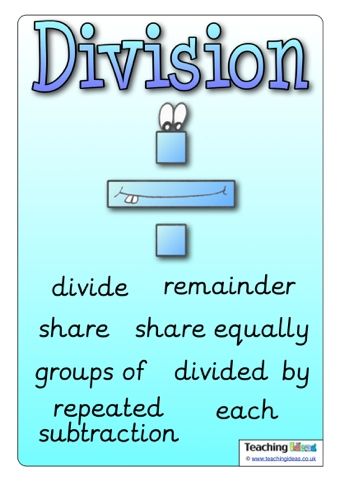 Division Vocabulary Poster | Teaching Ideas Division Vocabulary, Maths Hacks, Math Key Words, Vocabulary Parade, Aptitude And Reasoning, Division Posters, Math Songs, Math Board, Math Division