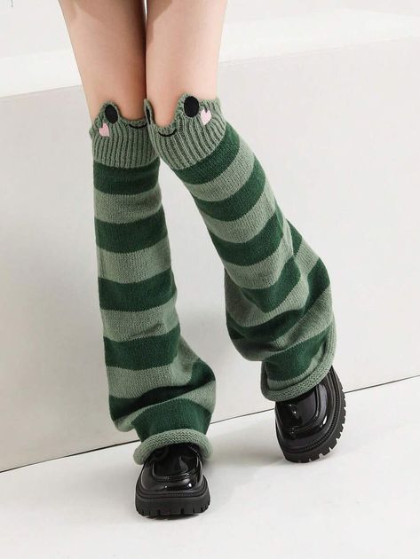 1pair Frog Pattern Flare Leg Thick Winter Warm Leg Warmers, Over Knee Stockings | SHEIN USA Thigh High Leg Warmers Outfits, Frog Leg Warmers, Green Leg Warmers, Leg Warmers Aesthetic, Fuzzy Leg Warmers, Leg Warmer Outfit, Cute Leg Warmers, Christmas Leg Warmers, Zombie Cosplay