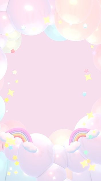 Clouds And Stars, Rainbow Clouds, Pastel Rainbow, Premium Photo, Balloons, Pastel, Rainbow, Stars, Pink