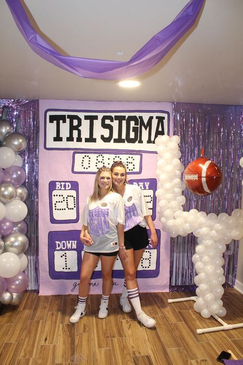 Football Themed Bid Day Sorority, Draft A Date Sorority, Basketball Bid Day Theme, Nfl Bid Day Theme, Drafting The Best Bid Day, Football Bid Day Theme, Bid Day Decorations, Sorority Themes, Recruitment Themes