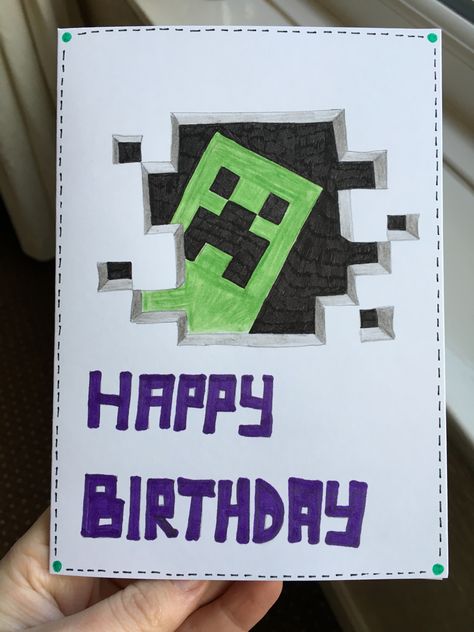 Birthday Card Minecraft, Minecraft Birthday Gift Ideas, Minecraft Birthday Card Ideas, Minecraft Card Ideas, Minecraft Birthday Card Diy, Minecraft Cards Handmade, Carta Minecraft, Minecraft Gift Ideas, Minecraft Cards