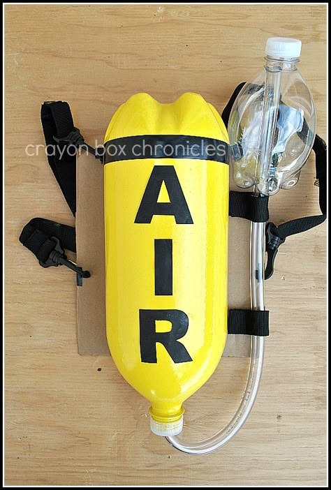 DIY Fireman Air Tank for dress-up by crayon box chronicles.  Easy, fun, and made from recycled materials. Fireman Activities Preschool, Firefighter Activities, Fire Safety Theme, Fireman Costume, Fire Safety Week, Dramatic Play Ideas, Community Helpers Theme, Fireman Party, Safety Week