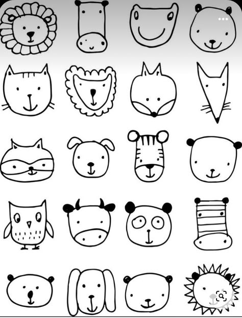 Faces Sketch, Doodle Animals, Desain Quilling, Easy Doodle, Oodles Of Doodles, Animal Doodles, Face Sketch, Pola Sulam, Easy Doodle Art