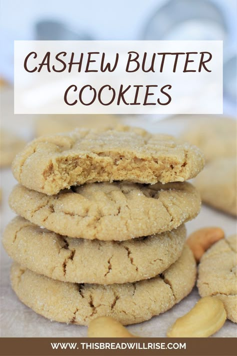 Cashew Butter Cookies, Cashew Butter Recipe, Nut Butter Cookies, Vegan Sugar Cookies, Butter Sugar Cookies, Butter Cookies Recipe, Butter Cookie, Cashew Butter, Easy Bread Recipes