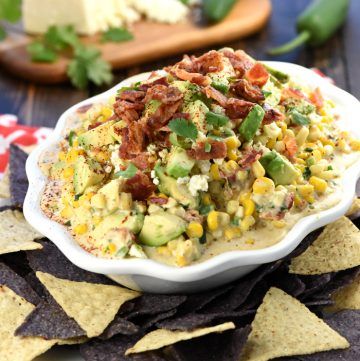 Ultimate Mexican Street Corn Dip • FIVEheartHOME Mexican Finger Foods, Mexican Corn Dip, Corn In The Oven, Street Corn Dip, Mexican Street Corn Dip, Mexican Street Corn Recipe, Street Corn Recipe, Corn Dip Recipes, Mexican Street Corn Salad