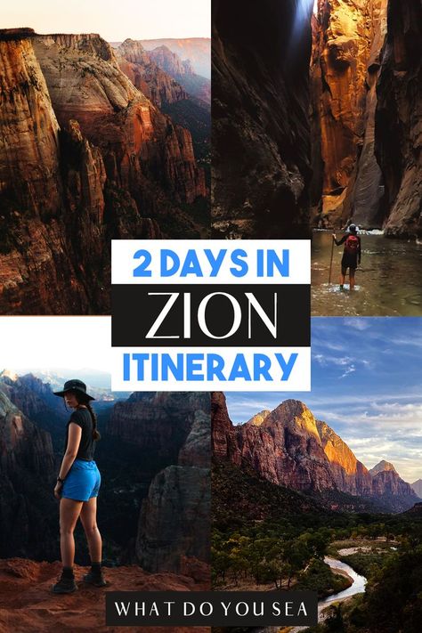 Zion national park, zion national park itinerary, zion itinerary, 2 days in zion, zion national park 2 day itinerary, 2 days in zion national park, things to do in zion, day hikes in zion, viewpoints in zion, angels landing, the narrows, mount carmel highway, emerald pools trail, pa’rus trail, riverside walk, observation point, zion national park lodge, zion human history museum Bucket List Places, National Park Itinerary, Visit Utah, The Narrows, Angels Landing, National Park Road Trip, Utah Travel, Usa Travel Guide, Sequoia National Park