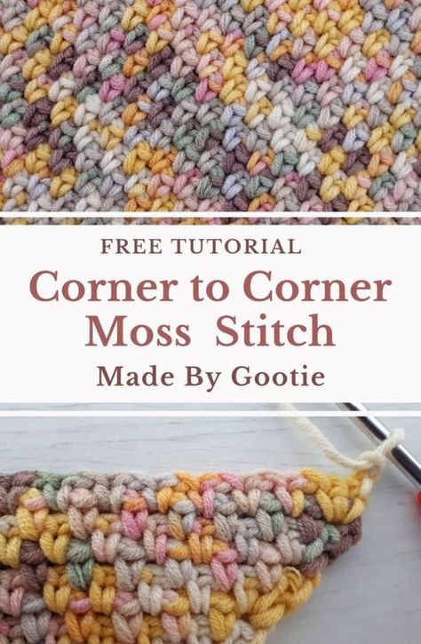 C2c Moss Stitch, Corner To Corner Crochet Pattern, Moss Stitch Pattern, Modern Haken, Crochet C2c Pattern, C2c Crochet Blanket, Corner Crochet, Corner To Corner Crochet, Corner To Corner