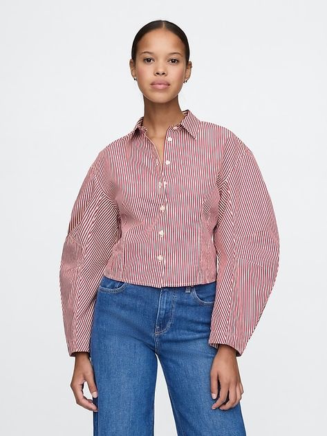 Organic Cotton Barrel Sleeve Cropped Shirt 2024 Wardrobe, Fall Tops, Women Shirt Top, Cropped Shirt, Winter Fits, Professional Fashion, Shopping Sites, Collared Shirt, Pesticides