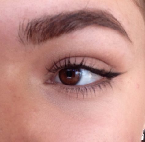 Simple Eye Makeup With Eyeliner, Minimal Eyeliner Natural Looks, Subtle Liquid Eyeliner, Small Liner Makeup, Small Eyeliner Makeup, Simple Small Eyeliner, Brown Liner Makeup Eyes Natural, Simple Cat Eyeliner, Subtle Cateye Eyeliner