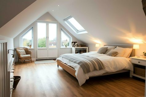 Download the Modern dormer loft conversion interior design in apartment or house at UK. Luxury triangle attic room concept by AI Generated 31342214 royalty-free Stock Photo from Vecteezy for your project and explore over a million other images and backgrounds. Bungalow Dormer Loft Conversion, Room With Dormers, Attic Interior Design, Modern Dormer, Bungalow Loft Conversion, Chalet Bungalow, Dormer Loft Conversion, Room Concept, Attic Room