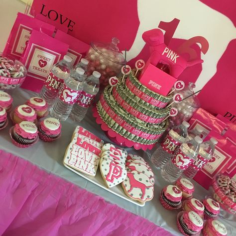 Pink theme sweet 16 Pink Theme Sweet 16, Sweet 16 At Home, Sweet 16 Party Themes, Pink Sweet 16, Pink Theme, Sweet 16 Parties, Pink Themes, Pink Love, Birthday Theme