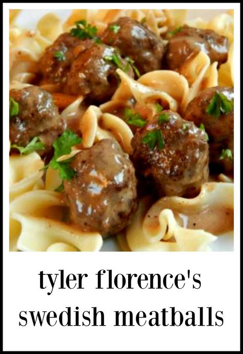 Chefs Plate Recipes, Tyler Florence Recipes, Swedish Meatballs Crockpot, Polish Dishes, Celebrity Chef Recipes, Meatball Dishes, Cream Gravy, Tyler Florence, Crock Pot Meatballs