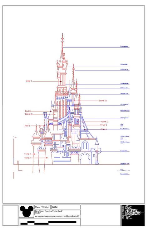 Disney Architecture, Disney Castle Cake, Paris Castle, Chateau Disney, Disneyland Paris Castle, Castle Layout, Plan And Elevation, Castle Crafts, Side Elevation