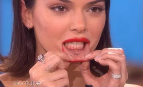 Kendall Jenner Kendall Jenner Lip Tattoo, Lip Tattoo Kendall Jenner, Kendall Jenner Tattoos, Kendall Jenner Tattoo, Kendall Tattoo, Meow Tattoo, Inner Lip Tattoo, Secret Tattoo, Hidden Tattoos