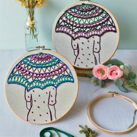 Chain Embroidery Stitch, Chain Embroidery Design, Split Stitch Embroidery Design, Backstitch Embroidery, Straight Stitch Embroidery, Umbrella Girl, Basic Embroidery Stitches, Straight Stitch, Chain Stitch