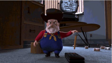 Pin for Later: Toy Story GIFs That Make You Feel All the Feelings When Stinky Pete gets superevil and scary. Stinky Pete, The Satanic Bible, Disney Quiz, Toy Story Movie, Toy Barn, Toy Story Party, Bad Guys, Tom Hanks, Disney Films