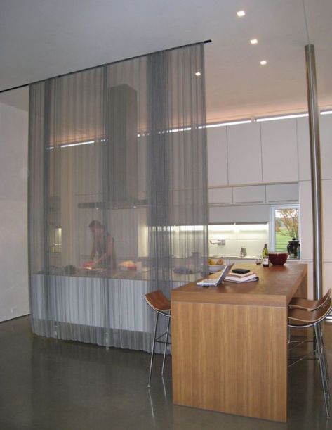 Kitchen room divider with curtain - Home Decorating Trends - Homedit Chinese Room Divider, Ideas Armario, Room Divider Headboard, Small Room Divider, Curtain Divider, Temporary Room Dividers, Curtain Room Divider, Metal Room Divider, Room Divider Bookcase