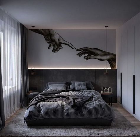 bedroom furniture
bedroom ideas for small rooms
bedroom wallpapere Mens Small Bedroom Ideas, Male Bedroom Ideas, Black Bedroom Design, Black Bedroom Decor, Bed Design Modern, Bedroom Setup, Black Bedroom, House Bed, Small Room Bedroom