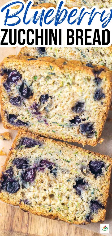 Blueberry zucchini bread slices on cutting board. Title: Blueberry Zucchini Bread Blueberry Zucchini Bread, Blueberry Zucchini, Blueberry Delight, Easy Zucchini Bread, Zucchini Recipes Healthy, Veggies Recipes, Baked Breads, Zucchini Bread Recipe, Healthy Zucchini