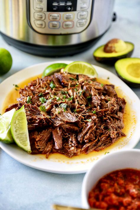 Instant Pot Barbacoa Recipe - No. 2 Pencil Instapot Meat, Mexican Barbacoa Recipe, Mexican Barbacoa, Chipotle Barbacoa Recipe, Instant Pot Barbacoa, Chipotle Barbacoa, Meat Ideas, Easy Veggie Side Dish, Mexican Shredded Beef