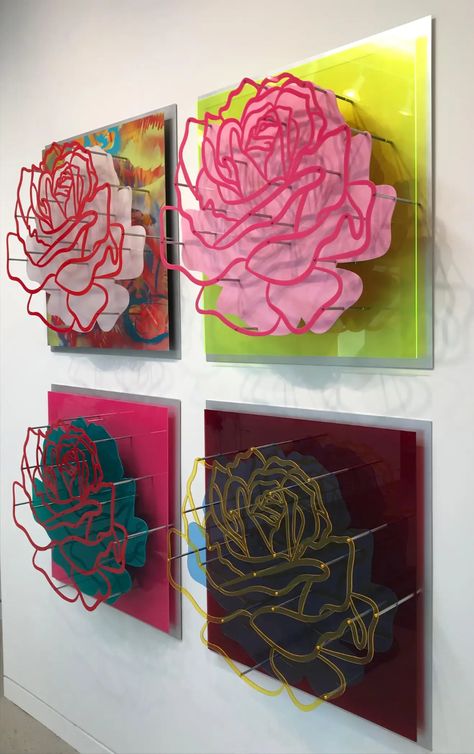 Op Art, Upcycling, Glass Roses, Acrylic Sculpture, Layered Art, Glass Rose, Buy Wall Art, 3d Wall Art, Acrylic Wall Art