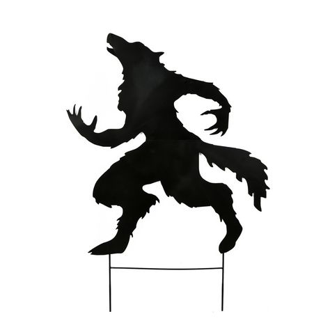 Werewolf Silhouette, Halloween Lawn Decorations, Halloween Werewolf, Company Halloween, Halloween Lawn, Full Moon Night, Scary Decorations, Decorative Garden Stakes, Halloween Silhouettes