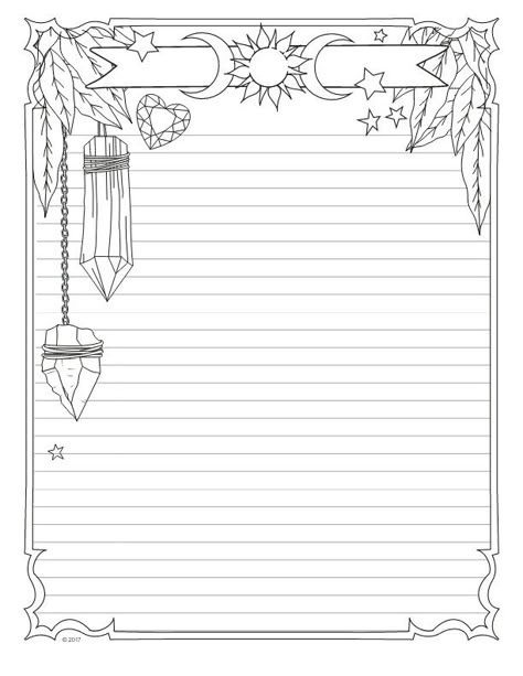 Witchy Lined Paper, Witchy Printables Journal Pages, Spell Pages Printable, Wicca Journal Pages, Notebook Pages Aesthetic, Blank Journal Pages Printable, Tarot Card Journal Pages, Free Printable Journal Pages Templates Writing Papers, Stationary Design Printable