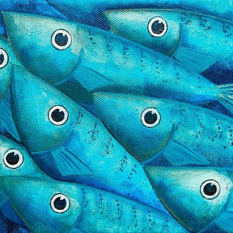 Abstract Fish Painting, Pool Mural, Bay Painting, Fish Acrylic, Fish Abstract, Art To Recreate, Bathroom Canvas Art, Fish Eyes, Water Woman