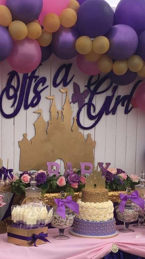 Disney Baby Shower Themes, Royalty Baby Shower, Girl Shower Themes, Disney Princess Babies, Disney Baby Shower, Its A Girl, Baby Shower Party Ideas, Shower Party Ideas