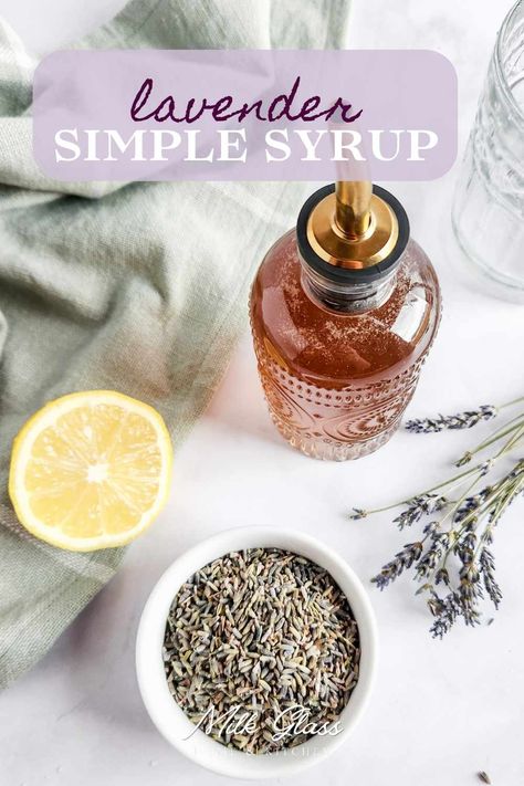 This homemade lavender simple syrup recipe is the easiest way to add a sweet, floral flavor to your favorite lemonades, sodas, and more! Lavender Honey Simple Syrup Recipe, Homemade Lavender Syrup, Honey Lavender Syrup, Lavender Simple Syrup Recipe, Lavender Simple Syrup, Lavender Syrup Recipe, Lavender Lemonade Recipe, Honey Simple Syrup Recipe, Infused Lemonade