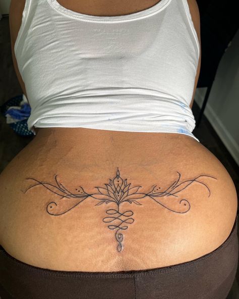 Cece Core, Tramp Stamp Design, Tramp Stamp Ideas, Classy Tattoos For Women, Lower Back Tattoo Designs, Lower Back Tattoo, Tramp Stamp Tattoos, Private Tattoos, Waist Tattoos