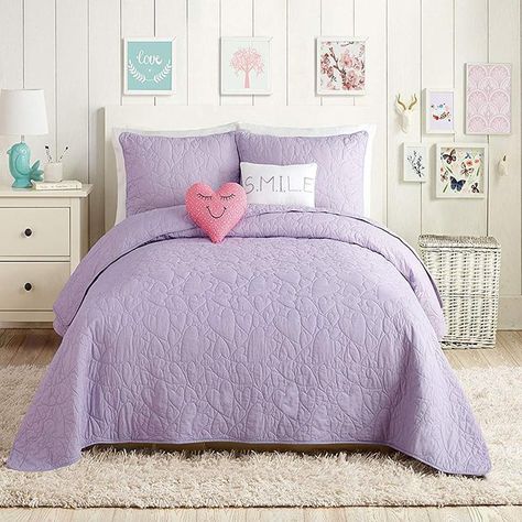 Quilt Sets Lavender 5-Piece Quilt Set Latest Bedding Purple Girls Bedroom, Lavender Bedroom, Purple Girls Room, Urban Playground, Purple Bedding, Purple Rooms, Girls Heart, Pastel Room, Girl’s Room