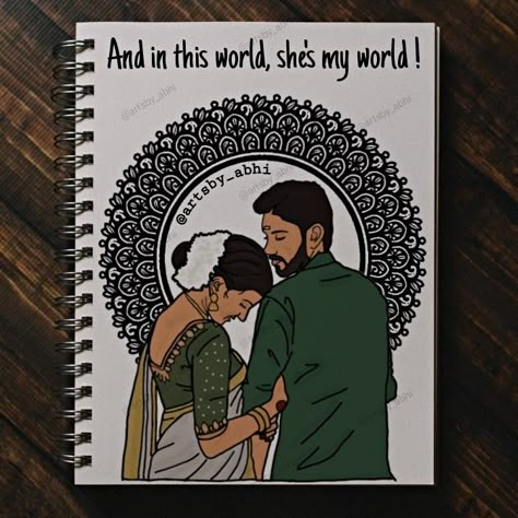 Couple Drawing Ideas Easy, Asthetic Sketches Pencil, Couple Mandala Art Easy, Couple Aesthetic Drawing, Birthday Mandala Art, Mandala Couple Drawing, Couple Doodle Art, Couple Drawing Sketches, Desi Drawing