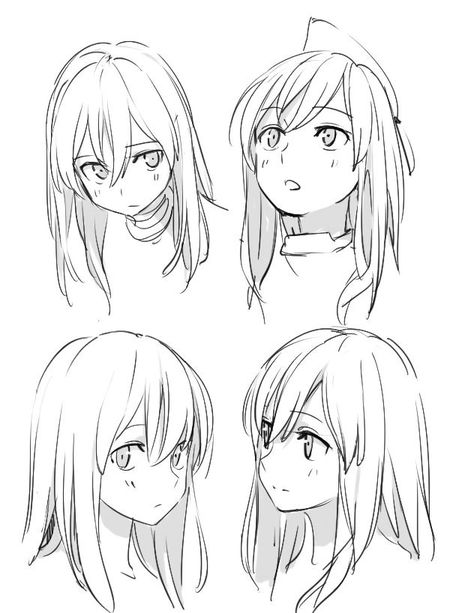 Pelo Anime, الفن الرقمي, Manga Hair, 얼굴 드로잉, Drawing Hair, Hair Sketch, Anime Head, Poses References, Anime Hair