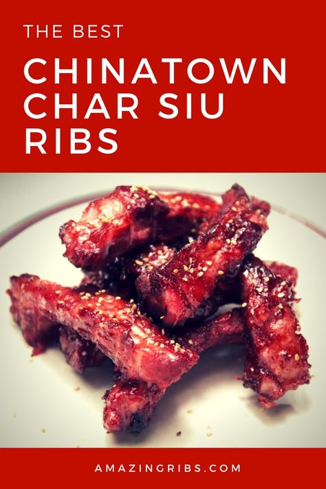 Everybody loves Chinese restaurant "BBQ" ribs. They have a distinct pork flavor, a glossy sheen that implies the sweet glaze beneath, and a glowing red-pink color that penetrates the surface. Here's a simple recipe for making Chinatown char siu ribs at home on your grill or in the oven featuring a flavorful marinade. #ribs #pork #chinatown #chineses #grill #grilled #recipe Char Siu Ribs Recipe, Chinese Pork Recipes, Bbq Pork Recipes, Barbecue Pork Ribs, Bbq Recipes Ribs, Char Siu Pork, Chinese Bbq Pork, Chinese Pork, Sweet Glaze