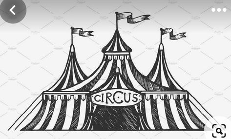 Circus Tent Tattoo, Circus Tent Drawing, Tent Drawing, Circus Book, Book Of Circus, Circus Tent, Vintage Circus, Rib Tattoo, Flash Art