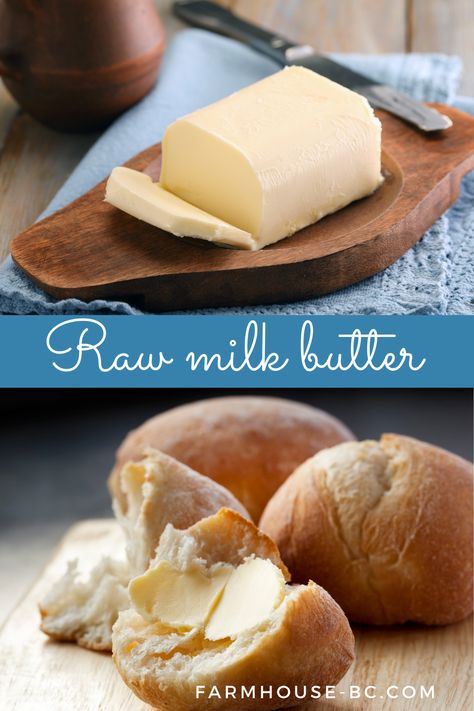 Make Butter At Home, Raw Cream, Butter Recipes Homemade, Diy Butter, Butter At Home, Make Butter, Making Butter, Pasteurizing Milk, Homemade Butter