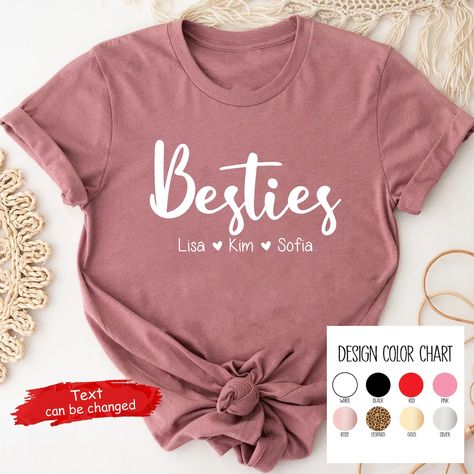 Buy Best Friends Name Shirts Personalized Shirt for Best Friend Online in India - Etsy Matching Best Friend Shirts, Bff Tshirts, Friends Name, Friend Shirts, Best Friend T Shirts, Bff Shirts, Cricut Explore Projects, Name Shirts, Best Friend Shirts