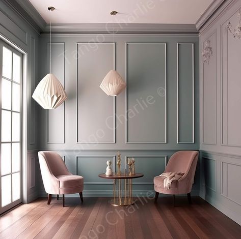 Crown Moulding Accent Wall, Small Office Wainscoting, Mixing Wainscoting Styles, Wall Trim Ideas Moldings, Monochromatic Walls And Trim, Picture Frame Moulding On Walls, Wall Trim Moulding, Half Panelled Walls, Moulding On Walls