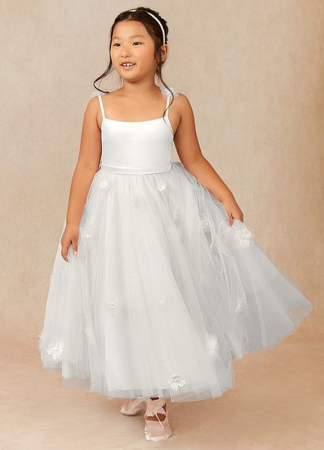 Doe is our adorable floral flower girl dress. She features a matte satin bodice with a poofy tulle skirt. We’ve added handcrafted 3D flowers along her ankle length skirt. Mist Flower, Ivory Flower Girl, Ivory Flower Girl Dresses, Tulle Flower Girl, Ankle Length Skirt, Flower Girl Dresses Tulle, Ankle Length Dress, Future Ideas, Dress Flower