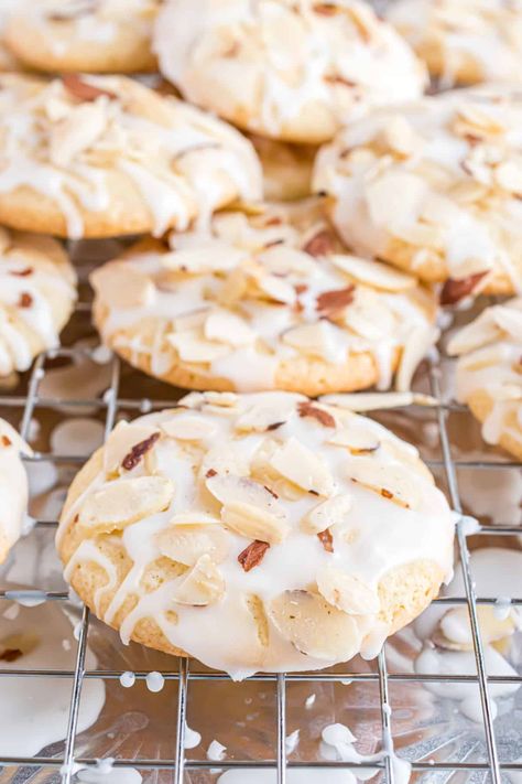 Almond Cookies Recipe - Shugary Sweets Iced Almond Cookies, Toasted Almond Cookies, Almond Slice Cookies, Almond Cream Cookies, Almond Crunch Cookies, Norwegian Almond Cookies, Almond Kisses Cookies, Cookies With Sliced Almonds, Sliced Almonds Recipes Desserts