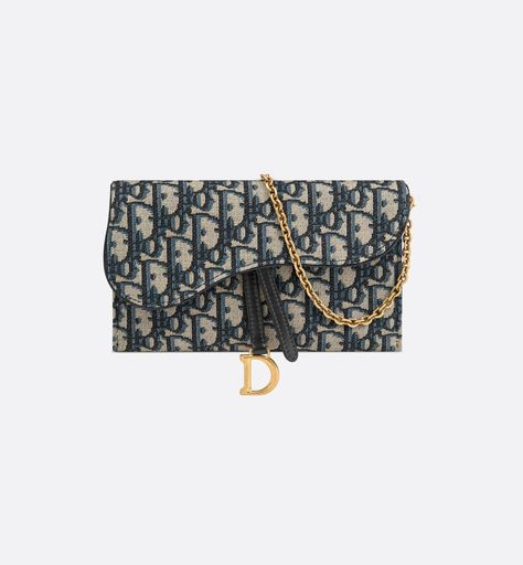 Saddle Pouch Blue Dior Oblique Jacquard | DIOR Saddle Pouch, Dior Purse, Wallet With Chain, Blue Dior, Dior Oblique, Dior Saddle, Christian Dior Couture, Best Wallet, Dior Wallet