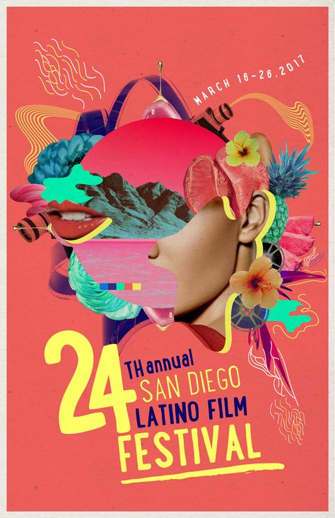 San Diego Latino Film Festival Illustration Poster on Behance Illustrations Ideas, Indie Movie Posters, Film Festival Poster, Restaurant Poster, Movie Posters Design, Graphic Design Background Templates, Collage Poster, Poster Ideas, Collage Design