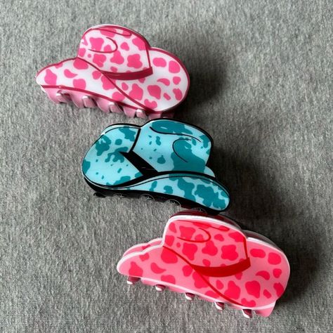 Nwotnew Without Tags Brand Newnever Used New Western Cowboy Hat Hair Claw Clips Cotton Candy Trio (Blue, Pink & White Cow Print) Please Note: The Listing Price Chosen For Each Individual Item Considers And Reflects The Following: Retail Price, Condition/Quality Of Item, Demand/Availability For The Item, Time Spent Cleaning & Listing The Item, Posh’s Seller Fee’s & Shipping Costs Weshipwith Sustainablepackaging! Bundle To Take Advantage Of Poshmark’s Flat Rate Shipping! The Bigger The Bundle, The Bigger The Discount! @Sadbutcute Look Cute & Be You No Matter Your Mood New To Poshmark? Cowboy Hat Hair, Mini Cowboy Hat, Denim Headband, White Cow Print, Vintage Suede Jacket, Hat Hair, Baby Bling, Silver Headband, Western Cowboy Hats