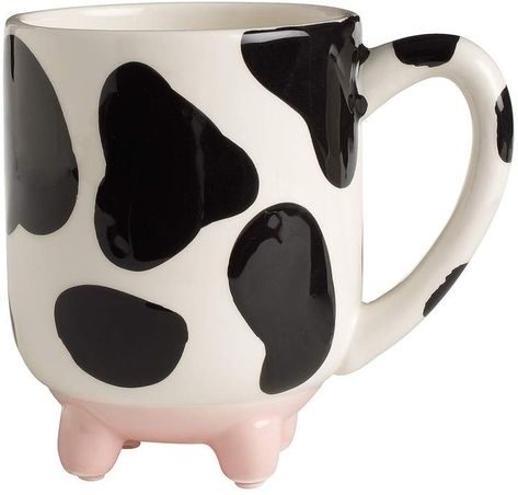 Love this cow mug! Pier 1 Imports Udderly Cow Mug #ad #cow #coffee #mug Cow Cup, Cow Kitchen, Disney Coffee Mugs, Cow Mug, Funny Cow, Disney Mugs, White Cow, Botol Air, Cool Mugs