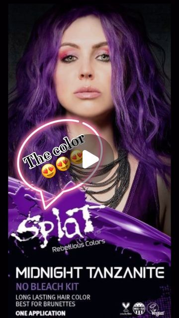 Cass on Instagram: "Splat Hair 💜

@splathairdye #hairdye #splathairdye #midnighttanzanitehaircolor #midnighttanzanite #follow #ugc #ugccreator #ugccommunity" Splat Hair Dye, Cool Hair Color, Hair Dye, Dyed Hair, Bleach, Hair Color, Dye, Purple, Hair