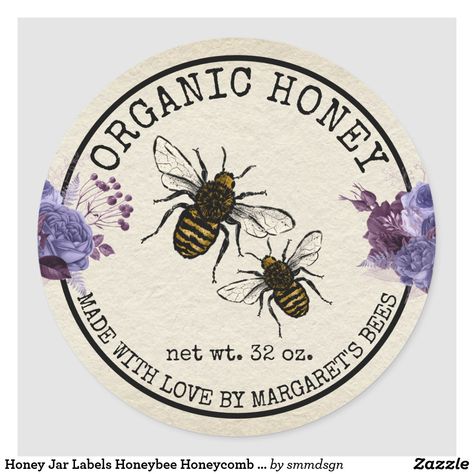 Bee Apiary, Honey Label Design, Honey Jar Labels, Honey Logo, Honey Label, Honey Packaging, Black Bee, Bee Sticker, Organic Honey