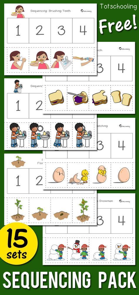 FREE printable Sequencing worksheets for preschool and kindergarten kids. Includes 15 activities featuring seasonal themes, hygiene such as brushing teeth, washing hands, and fire safety. Great for language and literacy development! Kindergarten Sequencing Worksheets, Sequencing Activities Preschool, Sequencing Kindergarten, Story Sequencing Worksheets, Sequencing Activities Kindergarten, Sequencing Pictures, Sequencing Worksheets, Sequencing Cards, Story Sequencing