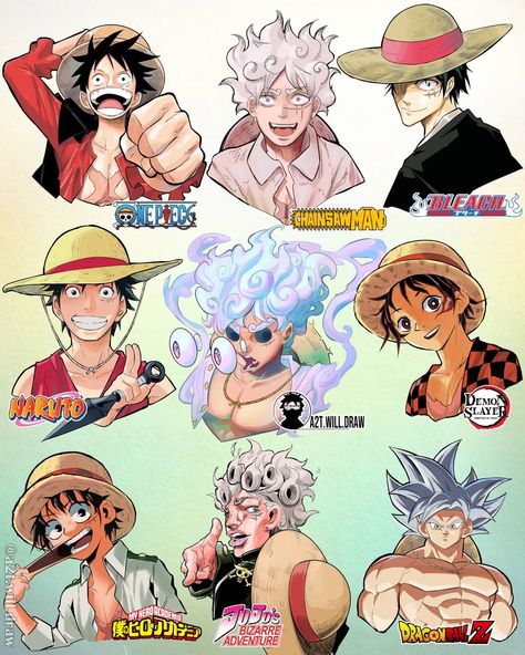 onepiece naruto bleach dbz jojo mha demonslayer csm One Piece Cool Art, One Piece New Art Style, One Piece X Bleach, One Piece Art Style, A2t Will Draw, How To Draw Books, Posing Reference, One Piece Art, One Piece Style