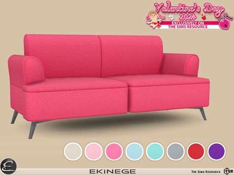 Sims 4 Loveseat, Sims 4 Cc Colorful Furniture, Sims 4 Rocking Chair, Sims 4 Pink Furniture Cc, Valentines Living Room, Sims 4 Couches Cc, Sims 4 Couch, Sims Download, Sims Furniture